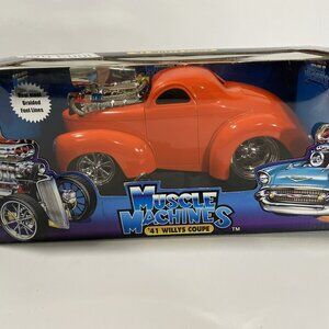 🆕️Vintage Muscle Machines 41 Willys Coupe Orange 1:18 Scale Steel Lines